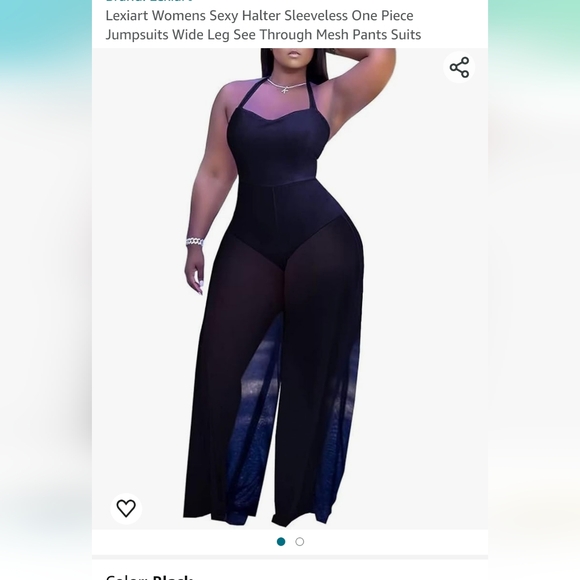 Sexy Halter Slevless One Piece Jumpsuit  Wide Leg See Through  Mesh Pants size m - Picture 1 of 2